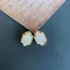 Stud Earrings Hexagon Quartz Druse Button For Women Classic Designer Inspired Fashion Jewelry Girl Gift