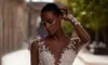 Stylish Mermaid Beaded Wedding Dresses Backless Lace Bridal Gowns Long Sleeves Sheer V Neckline Sweep Train Tulle Vestido De Novia