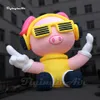 groothandel Grote reclame opblaasbare DJ varken ballon concertpodium decoraties lucht opblazen cartoon dierlijke mascotte roze varkentje met hoofdtelefoon voor evenement