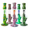 12,5 "tuyaux de fumée Silicone Beaker Bong Recycler Tuyau d'eau Bubbler Narguilés 6 Bras Dab Rig avec bol en verre accessoires pour fumer BJ