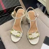 Slingbacks High Heels Women Sandal Slide Metal Buckle Leather Formal Shoes Designer Rhinestone Sandaler 7,5 cm 3,5 cm 10 cm höga klackar Square Toe Ankel