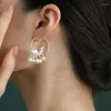 Stud Earrings Fish Leap Dragon Gate Imitate C-shaped Pearl With A Retro And Niche Design Exquisite Light Luxury Earring For Women