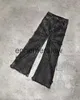 Vaqueros para hombre 2023 American Y2K Street punk Black Rock retro cintura alta jeans extragrandes pantalones de pierna ancha rectos lavados con borde crudo para hombre para menephemeralew