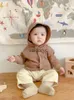 Jackor Autumn New Baby Long Sleeve Hooded Coat Solid Spädbarn Casual Tops Toddler Boy Cotton Jacket Lossa barn pojkar kläder H240508