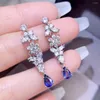 Stud Küpe Shilovem 925 STERLING Gümüş Doğal Safir İnce Takı Kadın Düğün Hediyesi Toptan Kolye Gönder LE0406556AGL