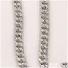 Ожерелья с подвесками Sier в стиле хип-хоп, кубинская цепочка с инкрустацией Cz Diamond, высокое качество, звено, ожерелье, Прямая доставка, ювелирные изделия, подвески, Dh5Ws