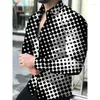 Camisas casuais masculinas luxo 2024 moda lapela botão bolinhas impressão manga longa cardigan roupas festa de baile