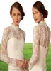 BHLDN 2019 Wedding Bridal Wraps Long Sleeve High Neck Wedding Lace Jackets Bolero Wraps New Button Back Custom Made Bridal Jacket8417883