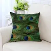 Pillow Colorful Peacock Feathers Cover Polyester Decorative For Sofa/Car Home Decoration 45X45CM Throw Case