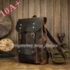 10A + Sac de haute qualité Retour Japonais et Coréen Fou Sac à dos en cuir fait à la main pour hommes Voyage en plein air Cheval Cuir de vache Casual Ordinateur