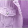 Kvinnors denimjacka Spring Autumn Short Coat Pink Jean Jackets Casual Tops Purple Yellow White Loose Lady Outerwear KW02 240117