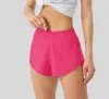 Lu-16 sommarspår som 2,5-tums Hoty Hot Shorts Loose Breattable Quick Torking Sports Women's Yoga Pants kjol Mångsidig avslappnad sidficka 98