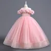 2024 robe de bal blanche en dentelle robes de fille de fleur longue épaule vintage paillettes tulle brillant petite fille robe de fille robes enfants robes de reconstitution historique robes de communion