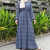 Roupas étnicas Chiffon Plissado Vestidos de Manga Longa para Mulheres Muçulmanas Modest Abaya Turquia Kaftan Dubai Árabe Robe Islâmico Abayas Ramadan Eid