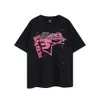 Herr thirts designer sstshirt rosa ung thug spder och kvinnor premium skum tryck spindelweb mönster tshirt mode topp