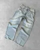 Y2K Retro Jean Men Harajuku hip hop moda gotycka rozrywa się duża wysoka talia w lupgy dżinsowe spodnie szerokie spodnie nogawkowe 240117
