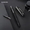 LT Hongdian 6013 Black Metal Fountain Pen Black Men's Business EF/F/ Curved Nib Rotating Pen Cap Office Gift Ink Pen 240117