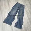 Jeans masculinos onda jeans homens mulheres azul luz lavada oversize denim trouserephemeralew