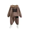 Winter Baby Boys polar Hoodiesweatpant Kids Tracksuit Dzieci 2PCS stroje ubrania studenci Jogger Track Pants 1-12 years 240117