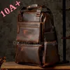 10A+ Wysokiej jakości torba z ręcznie robionym na ramieniu szalone torby konia oryginalna skóra skóry pojemność męska Extra duży plecak wypoczynek w podróży biznesowej