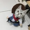 Costumi per gatti Costume da cagnolino da cowboy jeans magliette con cappuccio abiti da cucciolo cappotto divertente salto di Halloween di alta qualità