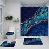 Tende da doccia Blue Marblehower Curtainet Gold Crackle Abstract Ombre Geometric Modern Home Bagno Decor Tappeto da bagno Tappetini da bagno Copriwater