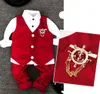2019 Nowy kamizelka dziecięca garnitur moda dla dzieci ślub letnie garnitury dla 3 części czerwone i białe181i6737970