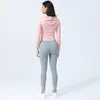 Veste à capuche pour femmes Fitness Yoga hauts d'entraînement tenue automne hiver sport nu à manches longues fermeture éclair façonnant la taille serré Jogging vêtements de sport