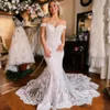 Fulllace Mermaid Wedding Dress for Bride Illusion Off Shoulder Beaded Lace Bridal Gowns for Marriage Dresses Sweep Train Designers Gown NW063