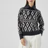 Pulls pour femmes Femmes Automne et hiver Motif géométrique Pull en cachemire Jacquard à revers à demi-zip