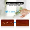 Desk Table Clocks Alarm Clock LED Digital Wooden USB/AAA Powered Table Watch with Temperature Humidity Wireless Charging Electronic Desk Clocks YQ240118