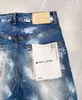 Nieuwe mode 24SS paarse merkjeans High Street kleur blauwe verf jeans 240117