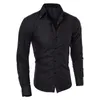 Herren-Freizeithemd in dunkler Farbe, einfarbig, Größe M-5XL, langärmeliges Herrenhemd