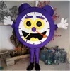 Halloween Purple Clock Mascot Kostuum Top Kwaliteit Cartoon Alarmklok Thema Karakter Carnaval Unisex volwassenen Outfit Kerst verjaardagsfeestjurk