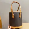 Flor antiga balde saco revestido lona tiras de couro inferior prego destacável zíper carteira feminina bolsas bolsa clássico retro tote bolso