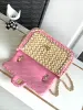 Yeni Tasarımcı Straw Flep Bag En Kaliteli Kadınlar Lüks Crossbody Bag Orijinal Deri Çanta Yüksek Son Lady Omuz İmitasyonu 20 cm ve 17cm çanta