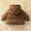 Manteau en duvet pour enfants, parka à capuche, à la mode, pour garçons et filles, vêtements d'extérieur mignons avec oreilles d'ours de dessin animé, vêtements chauds et épais, collection hiver 2024