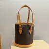 Flor antiga balde saco revestido lona tiras de couro inferior prego destacável zíper carteira feminina bolsas bolsa clássico retro tote bolso