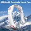 Electric Fans Portable Fan Foldable Neck Fan 5000mAh USB Rechargeable Bladeless Air Cooler Silent 3 Gear Wireless Mini Electric Ventilador New YQ240118