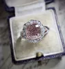 New Rose Gold Double Pink Moissanite Ring Factory Sales Direct Sales European and American Hand Jewelry