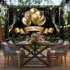 Party Decoration Gold Glitter Happy Birthday Backdrop för PO Black Adult Theme Supplies DIY BACKDROPS