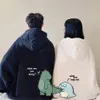 Primavera outono homens mulheres pullovers com capuz engraçado dinossauro impressão manga longa moletom para casal y2k roupas unisex hoodies tops 240117