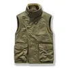Autumn Military Vest Men Stand Collar Fashion Side Bottons Thick Warm Fleece Mens Vests Jacket Sleeveless Plus Size 4XL 240117