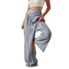 Women's Pants Straight Wide Leg High Elastic Cross Waisted Cotton And Linen Trousers Casual Loose All-Match