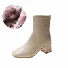 2024 Designer Kvinnor över knäet Chelsea Boots Lady Sexig Point-Toe Pumps Style High Heels Womens Boot Ankle Short Booties Luxury Booty Red Lipstick Heel 35-40