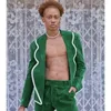 Men's Suits Green Men Suit Two-piece(Jacket Pants) Set With Petal Collar Design Handsome Fashionable Male Clothing