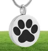LKJ9738 DogCat Paw Print Memorial Urn Jewelry Round Stainless Steel Pet Cremation Keepsake Pendant Necklace For Ashes2754503
