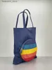 Einkaufstaschen Anya neue Damentasche wasserdichte Nylontuch-Einkaufstasche Regenbogenlächeln große Kapazität Schulterhandtasche Einkaufstasche Q240118