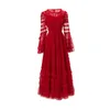 Robes décontractées Tempérament socialite Robe de mariée française rouge pour femmes automne hiver 2024 superbe fée amincissante