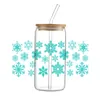 Confezione regalo Design natalizio Adesivo per trasferimento DTF UV Decalcomanie impermeabili per adesivi per tazze di vetro da 16 once